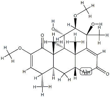 11α,13-Dihydroxy-2,12β-dimethoxypicrasa-2,14-diene-1,16-dione structure