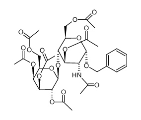 benzyl 2-acetamido-3,6-di-O-acetyl-4-O-(tetra-O-acetyl-β-D-galactopyranosyl)-2-deoxy-α-D-glucopyranoside结构式