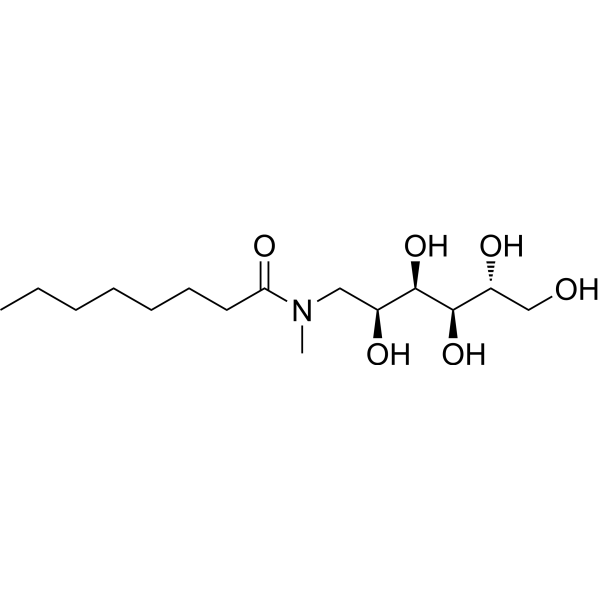 N-Octanoyl-N-methyl-D-glucamine structure