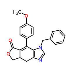 3-Benzyl-4-(4-methoxyphenyl)-3,7,7a,8-tetrahydro-5H-furo[3,4-f]benzimidazol-5-one结构式