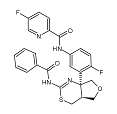 N-(3-((4aS,7aS)-2-benzamido-4a,5,7,7a-tetrahydro-4H-furo[3,4-d][1,3]thiazin-7a-yl)-4-fluorophenyl)-5-fluoropicolinamide结构式