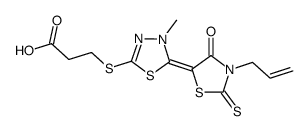 3-[[5-[3-allyl-4-oxo-2-thioxothiazolidin-5-ylidene]-4,5-dihydro-4-methyl-1,3,4-thiadiazol-2-yl]thio]propionic acid结构式