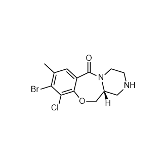 (R)-9-溴-10-氯-8-甲基-1,2,3,4,12,12a-六氢-6H-苯并[f]吡嗪并[2,1-c][1,4]氧氮杂环庚烷-6-酮结构式