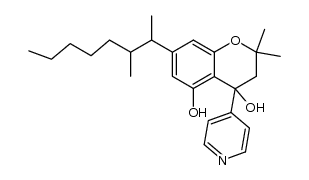 7-(1,2-dimethylheptyl)-3,4-dihydro-2,2-dimethyl-4-(4-pyridinyl)-2H-1-benzopyran-4,5-diol结构式