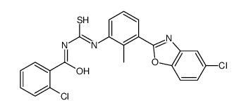 2-chloro-N-[[3-(5-chloro-1,3-benzoxazol-2-yl)-2-methylphenyl]carbamothioyl]benzamide结构式