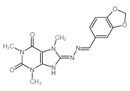 1,3-Benzodioxole-5-carboxaldehyde,2-(2,3,6,7-tetrahydro-1,3,7-trimethyl-2,6-dioxo-1H-purin-8-yl)hydrazone结构式