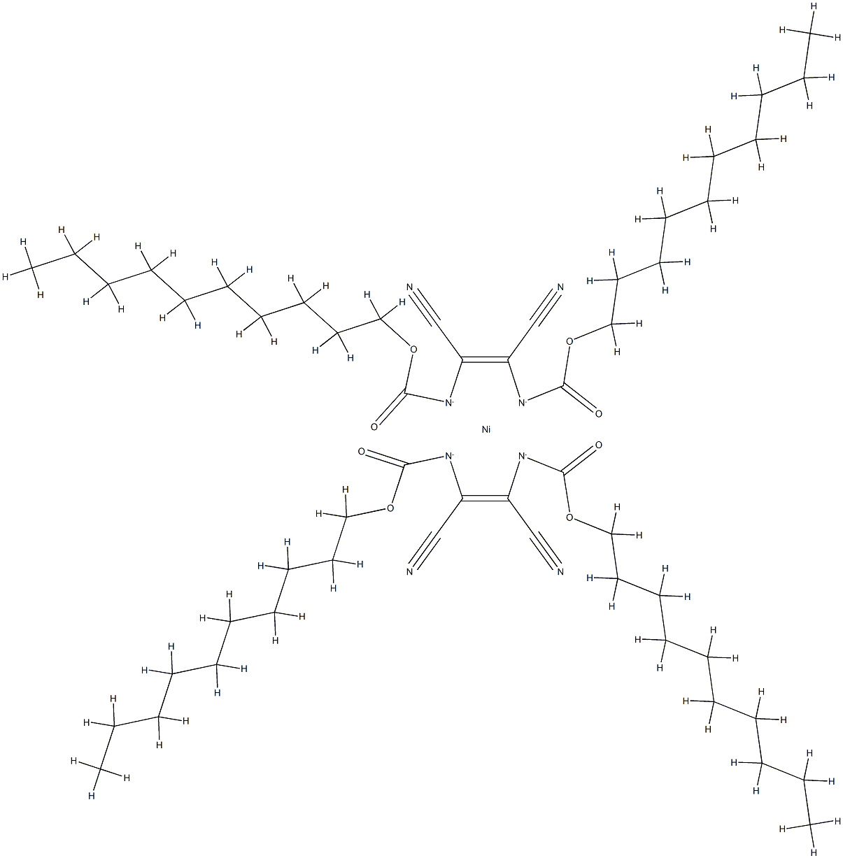 Nickel, bis[[didecyl (1,2-dicyano-1,2-ethenediyl)bis[carbamato]](2-)]- Structure