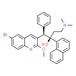 (1R,2R)-1-(6-bromo-2-methoxyquinolin-3-yl)-4-(dimethylamino)-2-(naphthalen-1-yl)-1-phenylbutan-2-ol structure