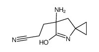 3-(6-amino-5-oxo-4-azaspiro[2.4]heptan-6-yl)propanenitrile Structure