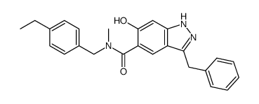 5-[N-(4-ethylbenzyl)-N-methylaminocarbonyl]-3-benzyl-6-hydroxy-1H-indazole Structure