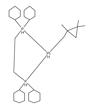 cis-hydrido{(1,2,2-trimethylcyclopropyl)methyl}{bis(dicyclohexylphosphino)ethane}platinum(II)结构式