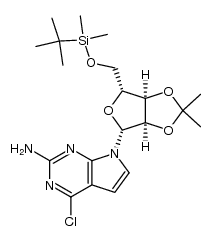 2-Amino-4-chloro-7-(2,3-O-isopropylidene-5-O-tert-butyldimethylsily--D-ribofuranosyl)pyrrolo[2,3,-d]pyrimidine Structure