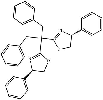 (4R,4'R)-2,2'-(1,3-二苯基丙烷-2,2-二基)双(4-苯基-4,5-二氢噁唑)结构式