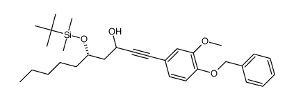 (5S)-1-(4-(benzyloxy)-3-methoxyphenyl)-5-((tert-butyldimethylsilyl)oxy)dec-1-yn-3-ol Structure