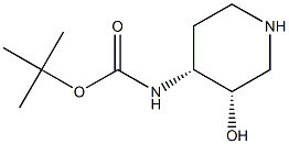 tert-butyl N-[cis-3-hydroxypiperidin-4-yl]carbamate结构式