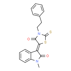 (3Z)-1-methyl-3-[4-oxo-3-(2-phenylethyl)-2-thioxo-1,3-thiazolidin-5-ylidene]-1,3-dihydro-2H-indol-2-one结构式