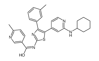 N-[5-[2-(cyclohexylamino)pyridin-4-yl]-4-(3-methylphenyl)-1,3-thiazol-2-yl]-6-methylpyridine-3-carboxamide结构式