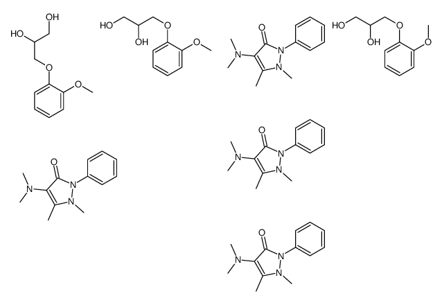 4-(dimethylamino)-1,5-dimethyl-2-phenylpyrazol-3-one,3-(2-methoxyphenoxy)propane-1,2-diol结构式