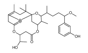 9-(1-hydroxyethyl)-3-[5-(3-hydroxyphenyl)-5-methoxypentan-2-yl]-4,14,16,16-tetramethyl-2,6,10,17-tetraoxatricyclo[11.3.1.11,5]octadec-13-ene-7,11-dione(non-preferred name)结构式