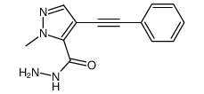 2-methyl-4-(2-phenylethynyl)pyrazole-3-carbohydrazide结构式