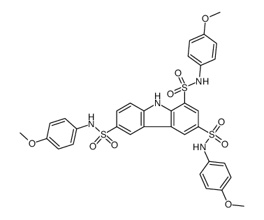 1-N,3-N,6-N-tris(4-methoxyphenyl)-9H-carbazole-1,3,6-trisulfonamide结构式