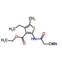 Ethyl 2-[(cyanoacetyl)amino]-4-ethyl-5-methyl-3-thiophenecarboxylate结构式