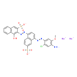 3-[[4-[(4-Amino-2-chloro-5-methoxyphenyl)azo]-6-sulfo-1-naphtyl]azo]-4-hydroxy-2-naphthalenesulfonic acid disodium salt Structure