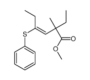 methyl 2-ethyl-2-methyl-4-phenylsulfanylhex-3-enoate结构式