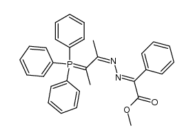 triphenyl[1-methyl-2-((phenyl(methoxycarbonyl)methylene)hydrazono)propylidene]phosphorane Structure