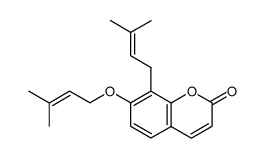 8-(3-Methyl-2-butenyl)-7-[(3-methyl-2-butenyl)oxy]-2H-1-benzopyran-2-one Structure