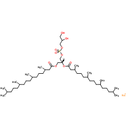 Sodium (2R)-2,3-bis[(3,7,11,15-tetramethylhexadecanoyl)oxy]propyl 2,3-dihydroxypropyl phosphate structure