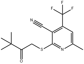 2-[(3,3-dimethyl-2-oxobutyl)sulfanyl]-6-methyl-4-(trifluoromethyl)pyridine-3-carbonitrile Structure