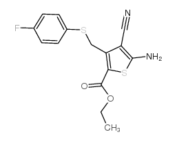 5-Amino-4-cyano-3-[[(4-fluorophenyl)thio]methyl]-2-thiophenecarboxylic acid ethyl ester Structure