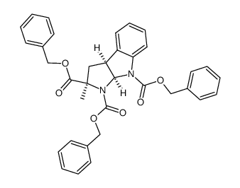 tribenzyl (2R,3aS,8aS)-2-methyl-2,3,3a,8a-tetrahydropyrrolo[2,3-b]indole-1,2,8-tricarboxylate结构式