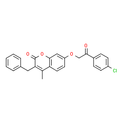 3-benzyl-7-[2-(4-chlorophenyl)-2-oxoethoxy]-4-methylchromen-2-one结构式