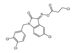 [[5-chloro-1-[(3,4-dichlorophenyl)methyl]-2-oxoindol-3-ylidene]amino] 3-chloropropanoate Structure