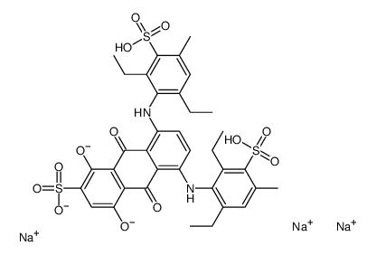 trisodium 5,8-bis[(2,6-diethyl-4-methyl-3-sulphonatophenyl)amino]-9,10-dihydro-1,4-dihydroxy-9,10-dioxoanthracene-2-sulphonate picture