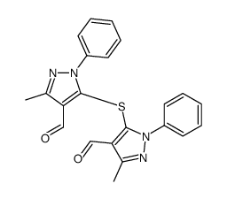 5-(4-formyl-5-methyl-2-phenylpyrazol-3-yl)sulfanyl-3-methyl-1-phenylpyrazole-4-carbaldehyde结构式