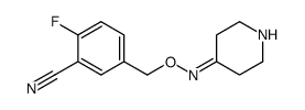 2-fluoro-5-((piperidin-4-ylideneaminooxy)methyl)benzonitrile Structure