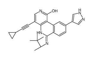 4-(Cyclopropylethynyl)-6-{[(2R)-3,3-dimethyl-2-butanyl]amino}-9-( 1H-pyrazol-4-yl)benzo[c][1,6]naphthyridin-1(2H)-one Structure