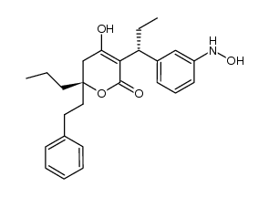 (6R)-4-hydroxy-3-[(R)-1-(3-hydroxyaminophenyl)-1-propyl]-6-phenethyl-6-propyl-5,6-dihydro-2H-pyran-2-one Structure