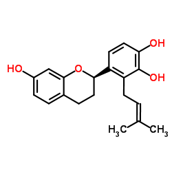 4-[(2R)-3,4-二氢-7-羟基-2H-1-苯并吡喃-2-基]-3-(3-甲基-2-丁烯-1-基)-1,2-苯二酚结构式