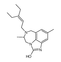 (+/-)-9-Methyl-4,5,6,7-tetrahydro-5-methyl-6-(3-ethyl-2-pentenyl)imidazo-[4,5,1-jk][1,4]- benzodiazepin-2(IH)-one结构式