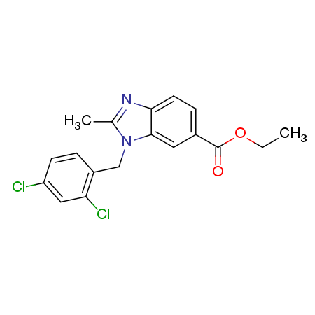 1-(2,4-dichlorobenzyl)-6-(ethoxycarbonyl)-2-methylbenzimidazole Structure