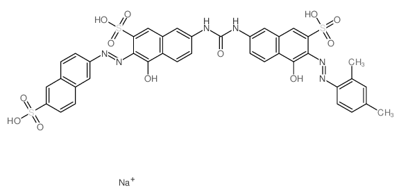 2-Naphthalenesulfonic acid, 3-((2,4-dimethylphenyl)azo)-4-hydroxy-7-((((5-hydroxy-7-sulfo-6-((6-sulfo-2-naphthalenyl)azo)-2-naphthalenyl)amino)carbonyl)amino)-, trisodium salt structure