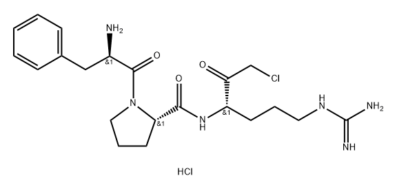 L-Prolinamide, D-phenylalanyl-N-[(1S)-4-[(aminoiminomethyl)amino]-1-(chloroacetyl)butyl]-, dihydrochloride (9CI)结构式