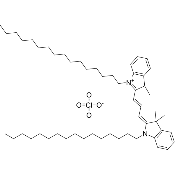 1,1'-双十六烷基-3,3,3',3'-四甲基吲哚菁高氯酸盐结构式