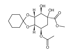 methyl (1S,2R,3S,4R,5R)-5-O-acetyl-3,4-O-cyclohexylidene-1,2,3,4,5-pentahydroxycyclohexanecarboxylate structure