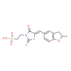 2-{5-[(2-methyl-2,3-dihydro-1-benzofuran-5-yl)methylene]-4-oxo-2-thioxo-1,3-thiazolidin-3-yl}ethanesulfonic acid structure