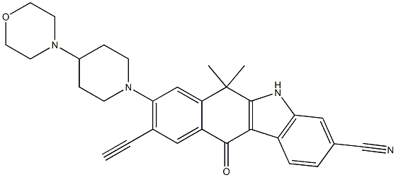 9-ethynyl-6,6-diMethyl-8-(4-Morpholinopiperidin-1-yl)-11-oxo-6,11-dihydro-5H-benzo[b]carbazole-3-carbonitrile Structure